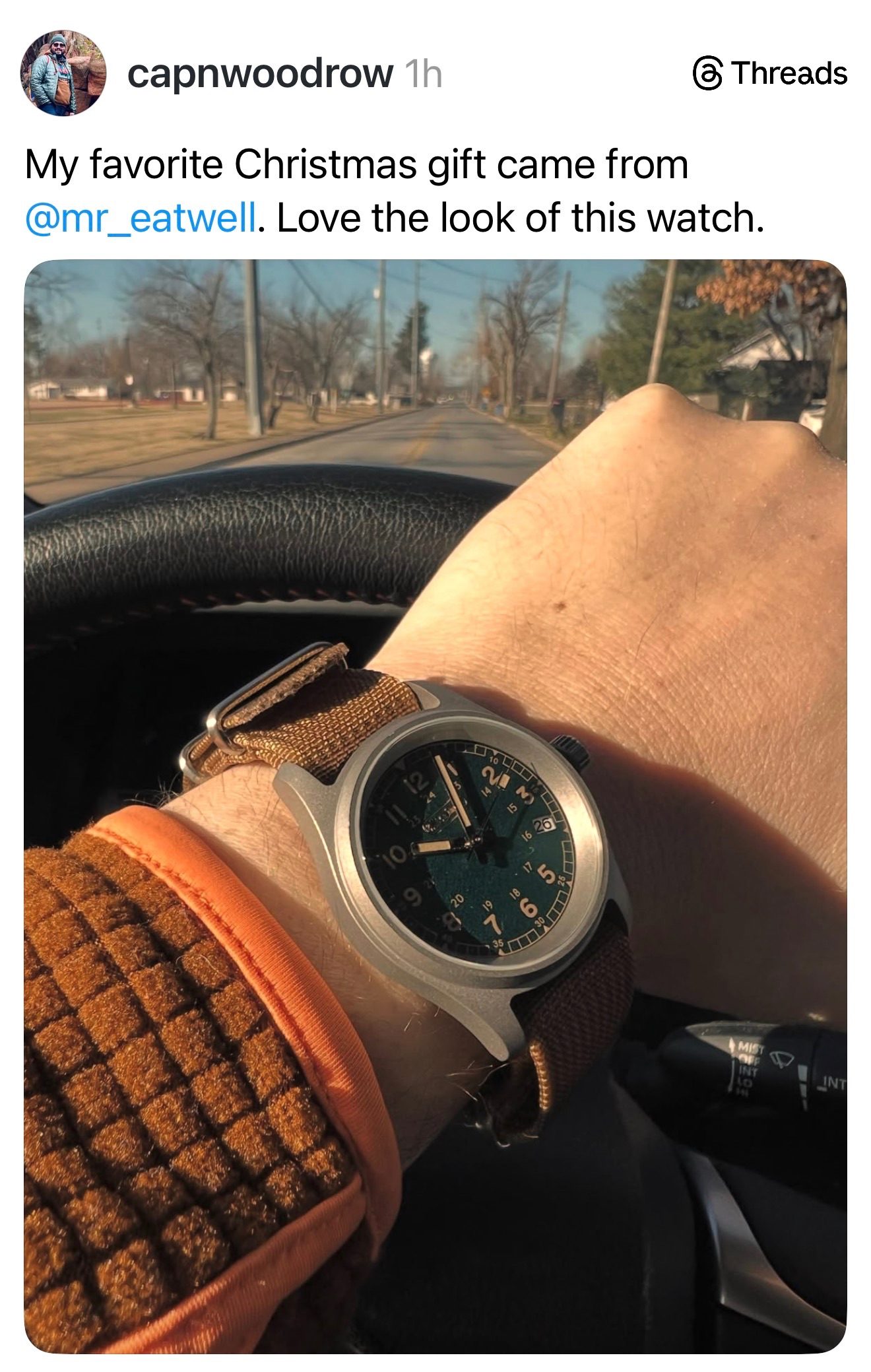 Customer message about their Mr. Eatwell watch
