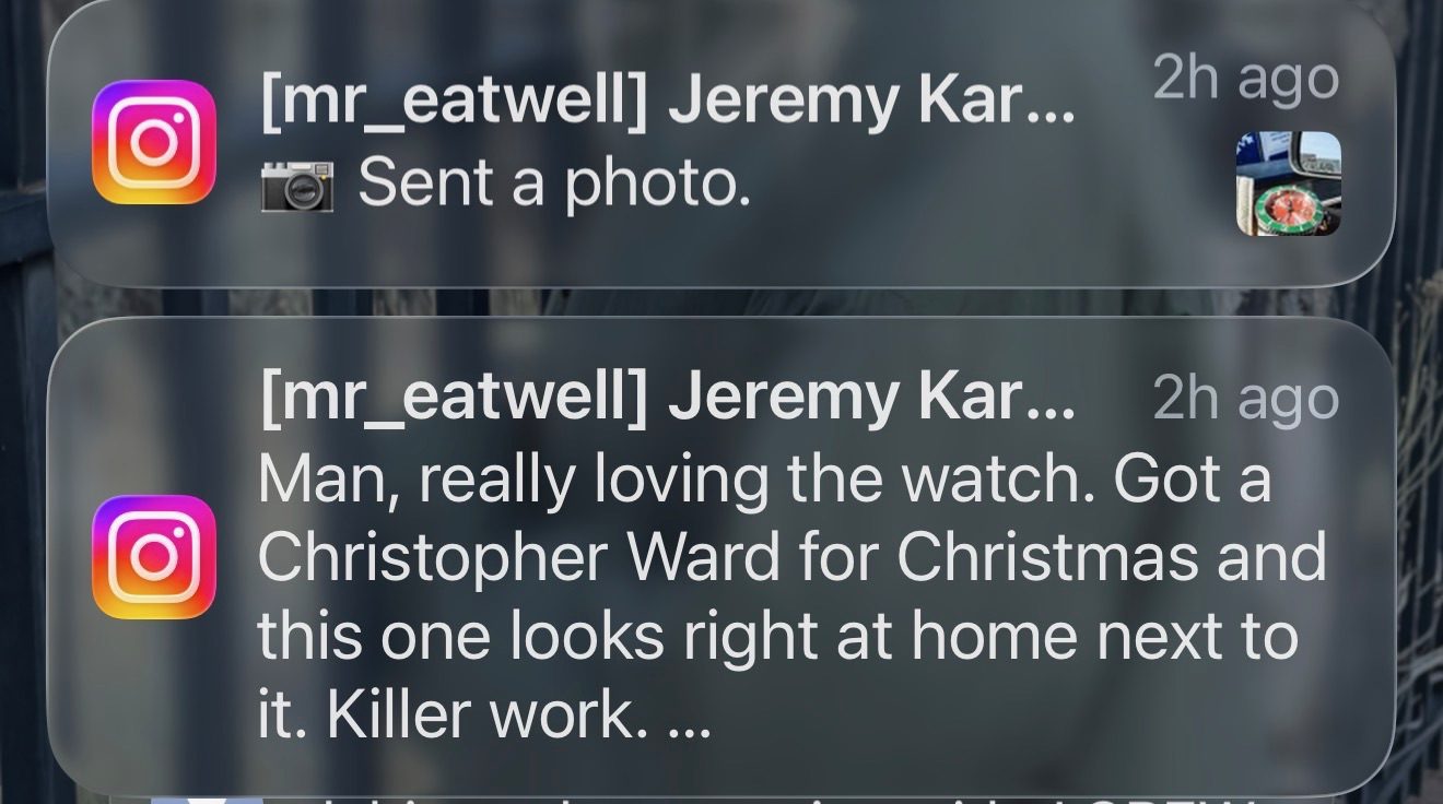 Customer message about their Mr. Eatwell watch