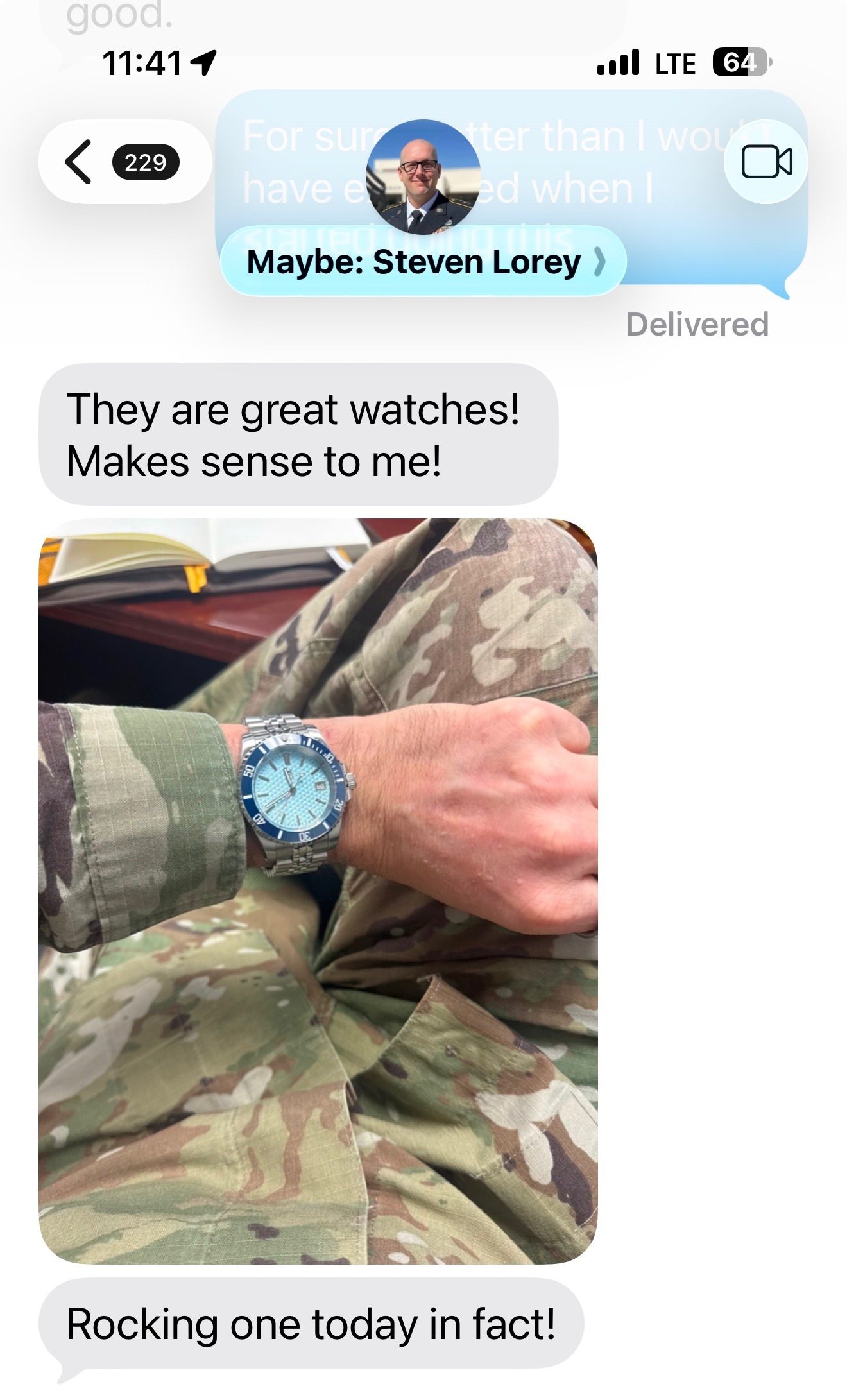 Customer message about their Mr. Eatwell watch