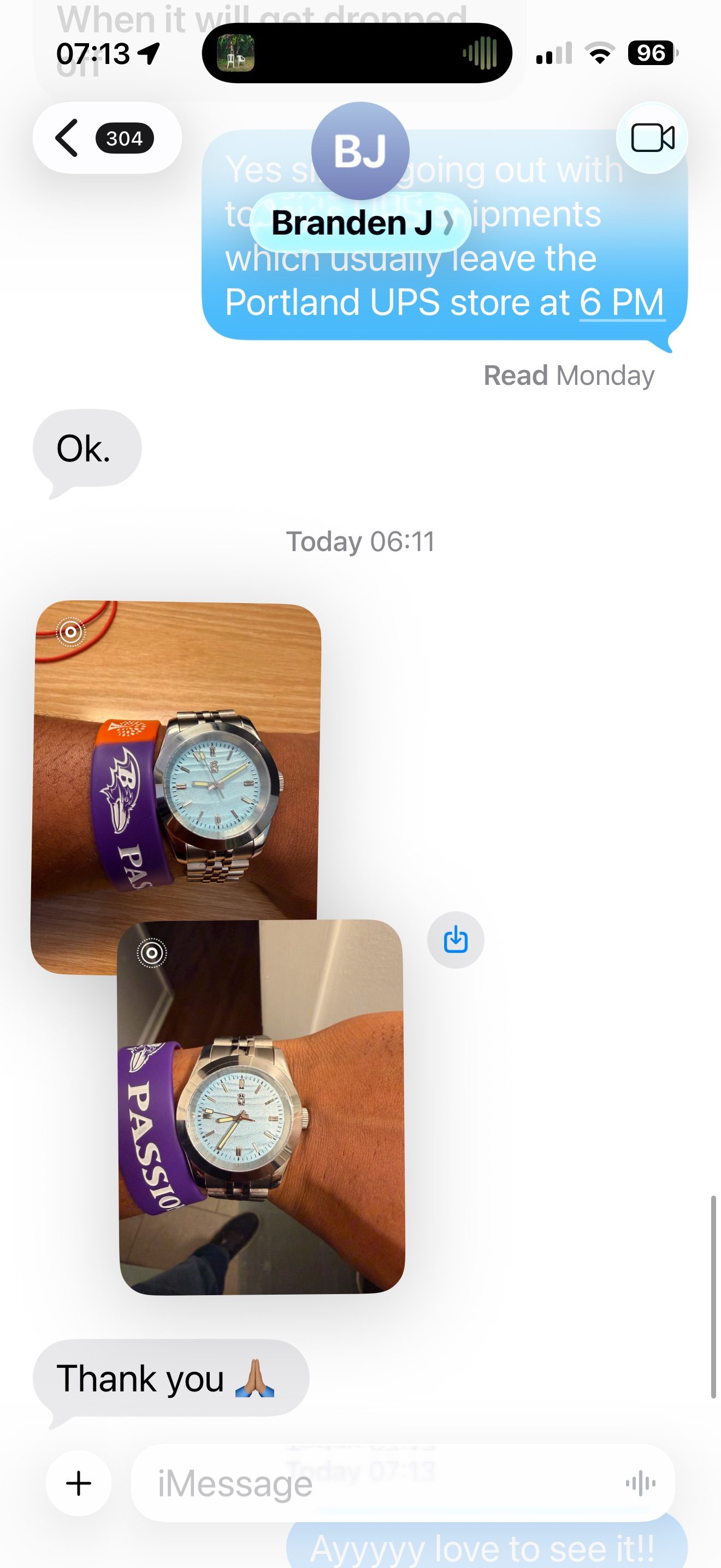 Customer message about their Mr. Eatwell watch