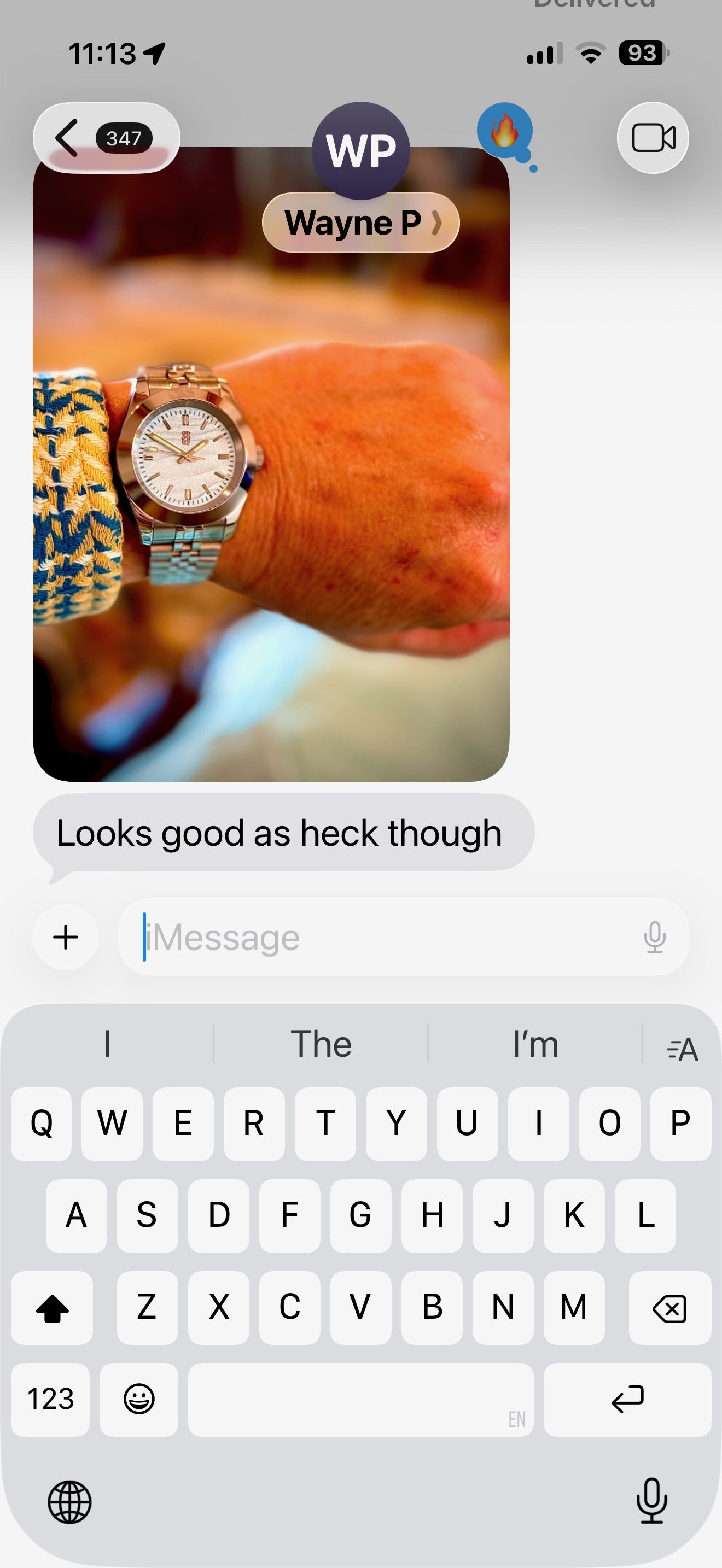Customer message about their Mr. Eatwell watch