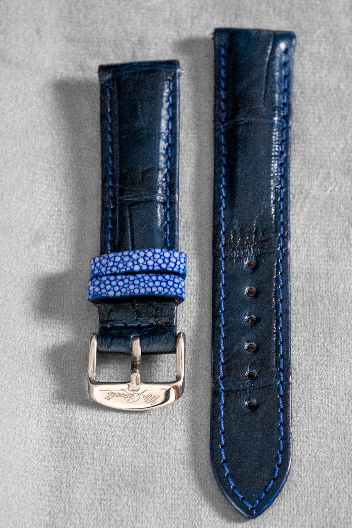 Navy Gator Leather